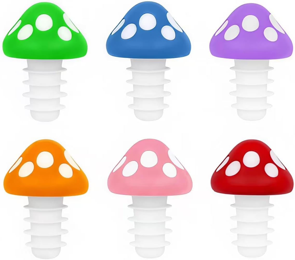6 Tapones Silicona para Botellas de Vino Multicolor
