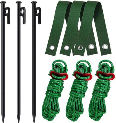Set 3 estacas árbol 11.8pulg con cuerda anclaje y correas