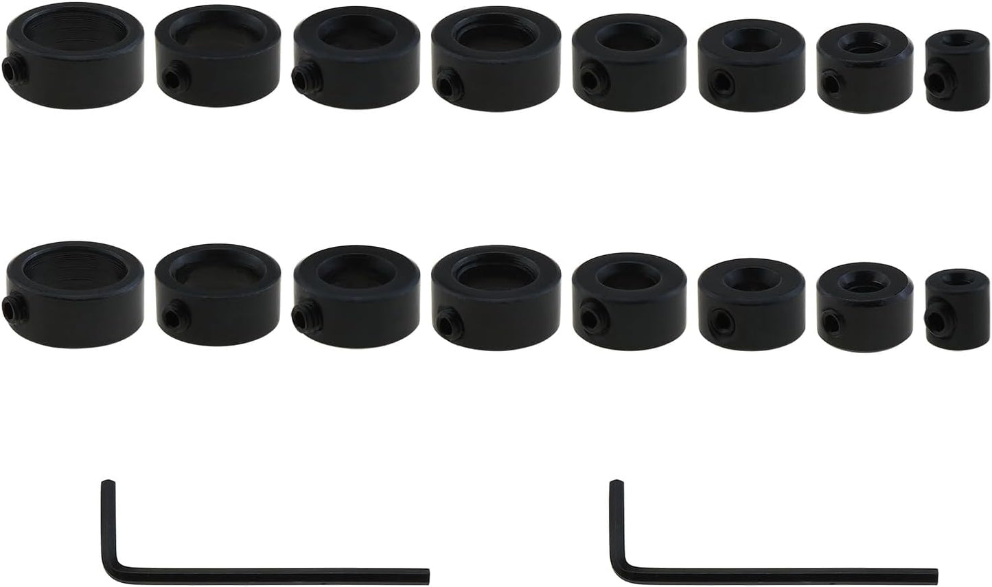 2 Set Anillos Tope Broca Tamaños 1/8-5/8 Con Llave Hex