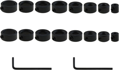2 Set Anillos Tope Broca Tamaños 1/8-5/8 Con Llave Hex