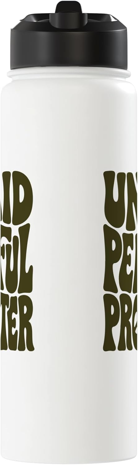 Botella de agua aislada de acero inoxidable retro oliva