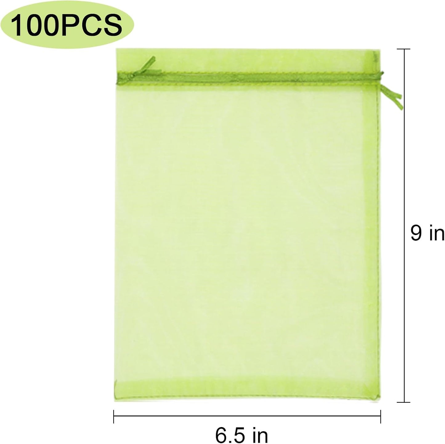 100 Bolsas Malla Verde 6.5x9pulg Con Cordón Cubierta Frutas