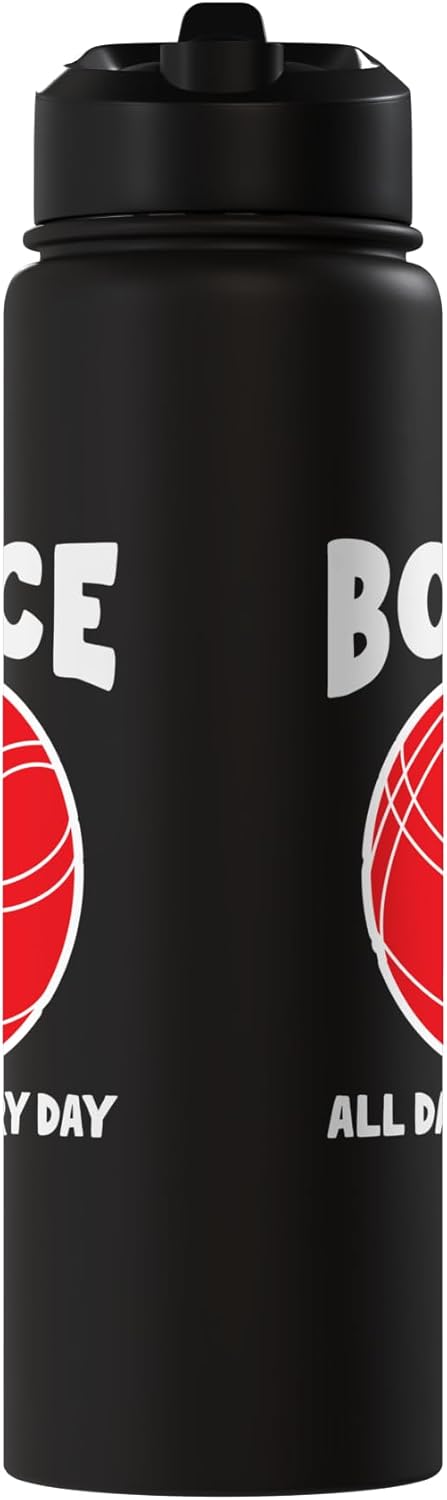 Botella de agua acero inoxidable aislada diseño jugador bocce