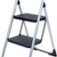 Escalera cocina plegable 2 escalones con pasamanos plateado
