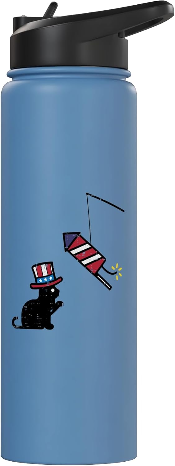 Botella de agua acero inoxidable bandera americana para mujer niña