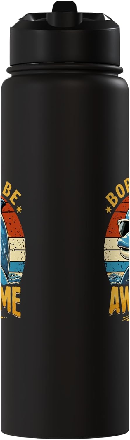 Botella agua acero inox aislada estampado delfín retro