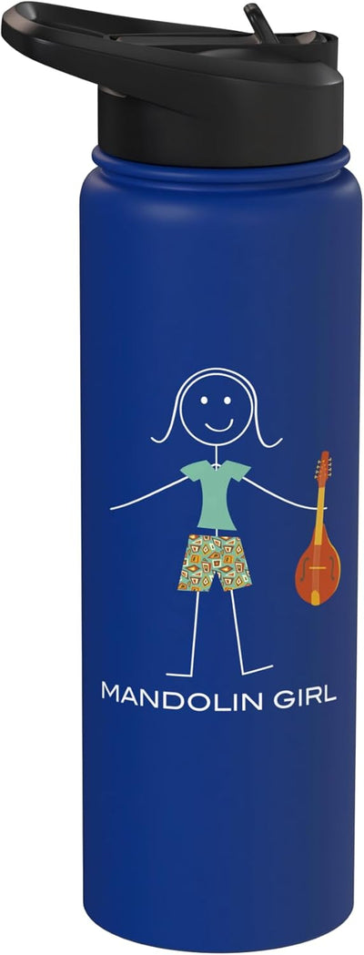 Botella de agua aislada de acero inoxidable mujer mandolina