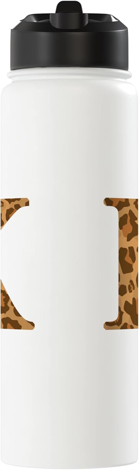 Botella agua acero inox aislada inicial K leopardo