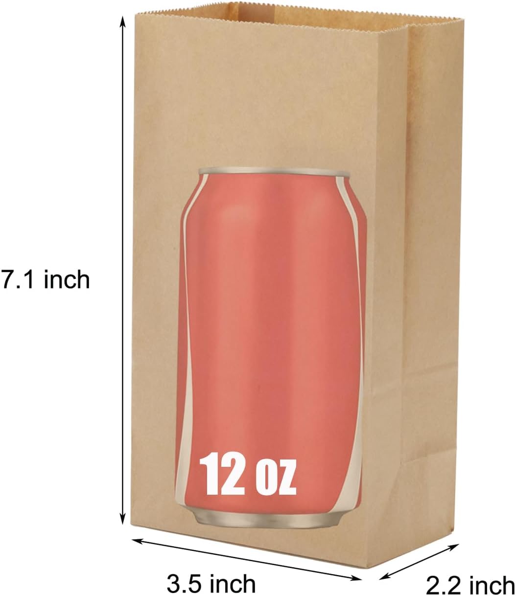 100 Bolsas Kraft Marrón 2lb para Almuerzo