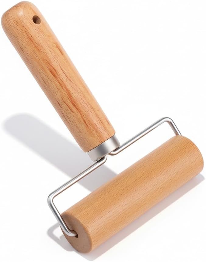 Rodillo T de madera acero inox para masa pizza galletas
