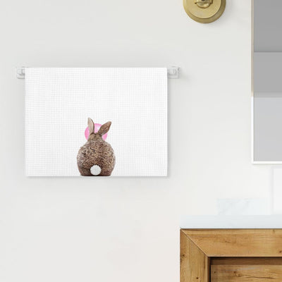 Toallas de cocina y baño con conejo rosa Huester para Pascua 16x24 pulgadas