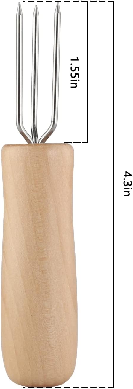 Juego 12 soportes acero inox mango madera para barbacoa