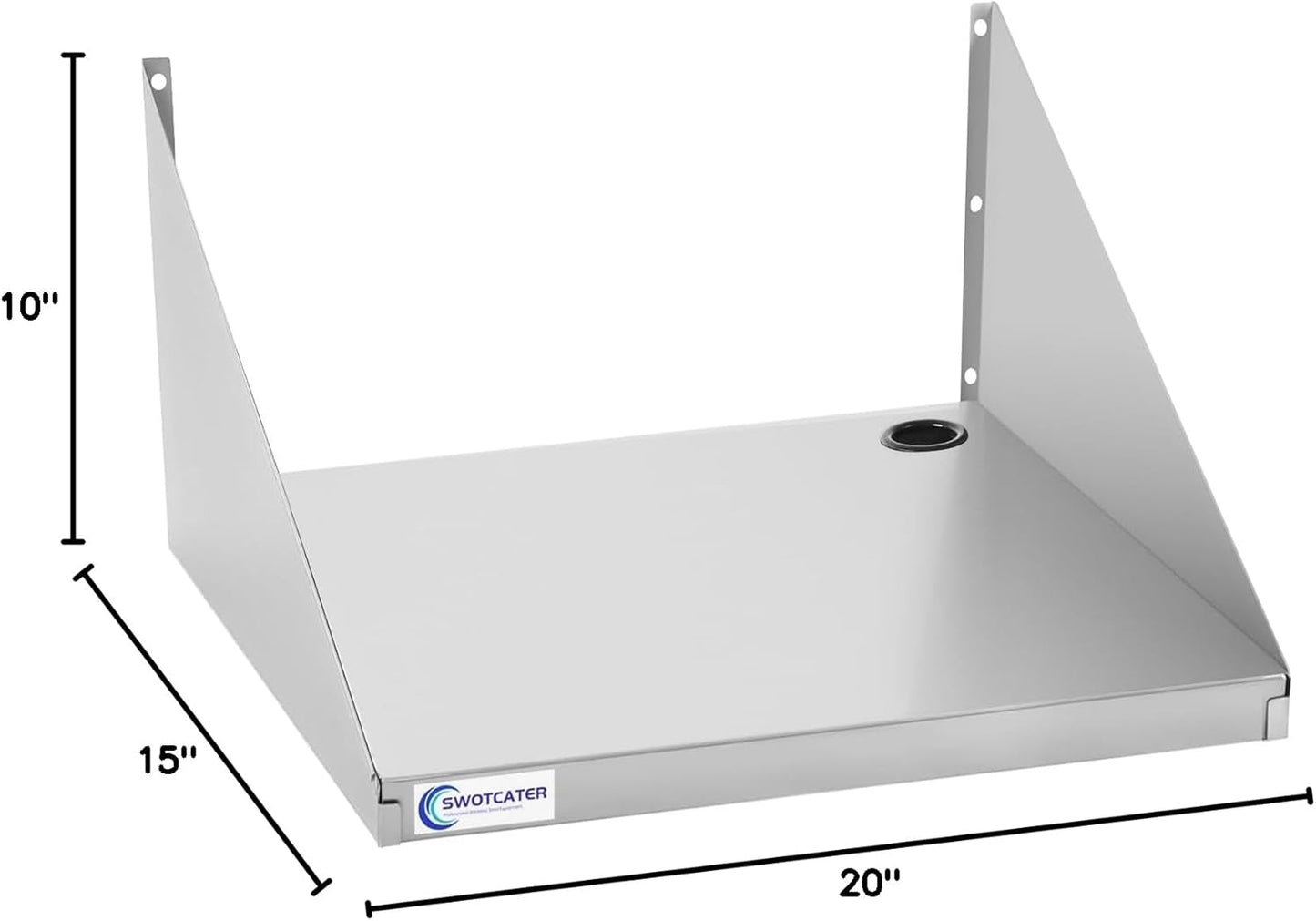 Estante acero inox microondas 15x20pulg resistente 180lb
