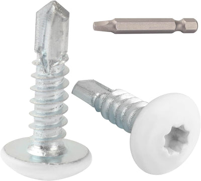 Tornillos remolque autorroscantes blancos paquete 100 #10x3/4pulg