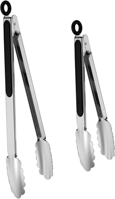Juego pinzas acero inox 9x12pulg antideslizante parrilla