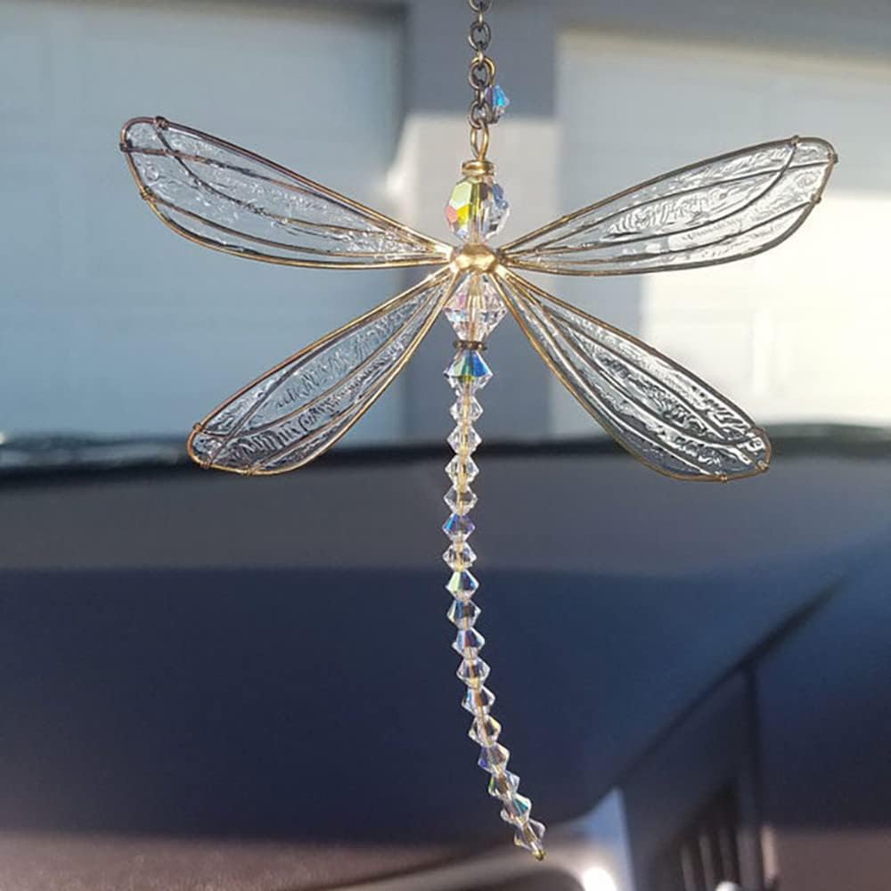 Prisma cristal libélula arcoíris adorno para ventana jardín