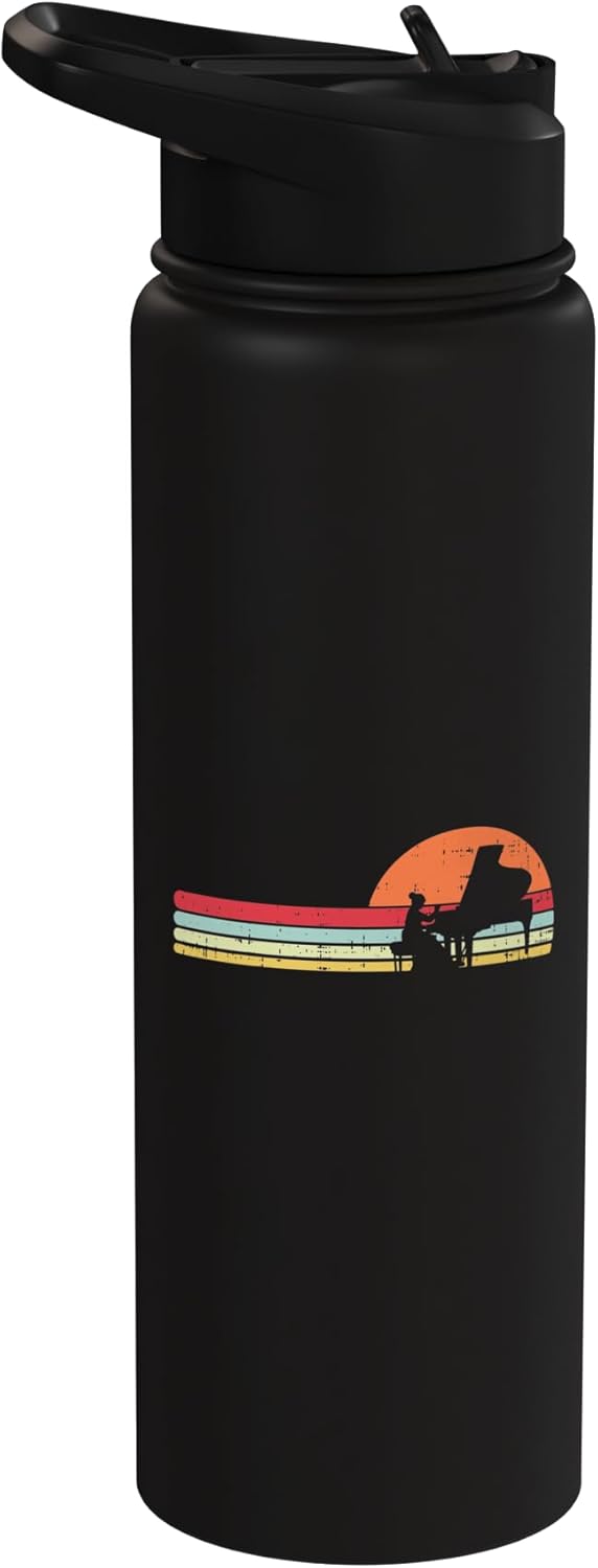 Botella de agua acero inoxidable sin BPA para mujer estudiante profesora piano retro