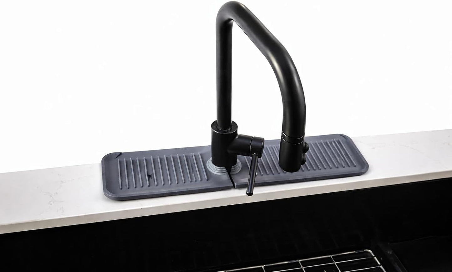 Protector salpicaduras silicona fregadero 24pulg gris oscuro set 2