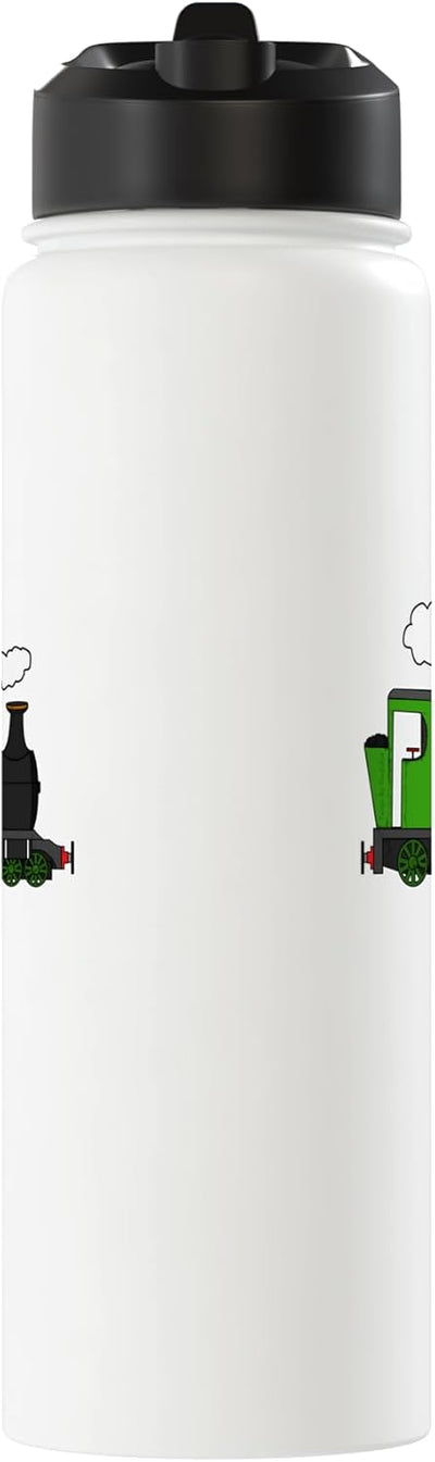 Botella de agua aislada modelo tren de vapor acero inoxidable verde