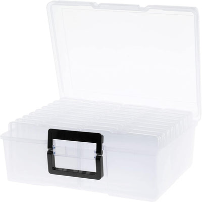 Caja almacenamiento fotos 5x7pulg 18 contenedores plástico con asa