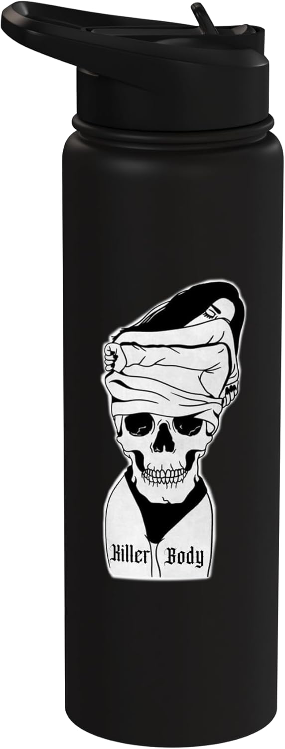Botella de agua aislada de acero inoxidable con tatuaje pin-up