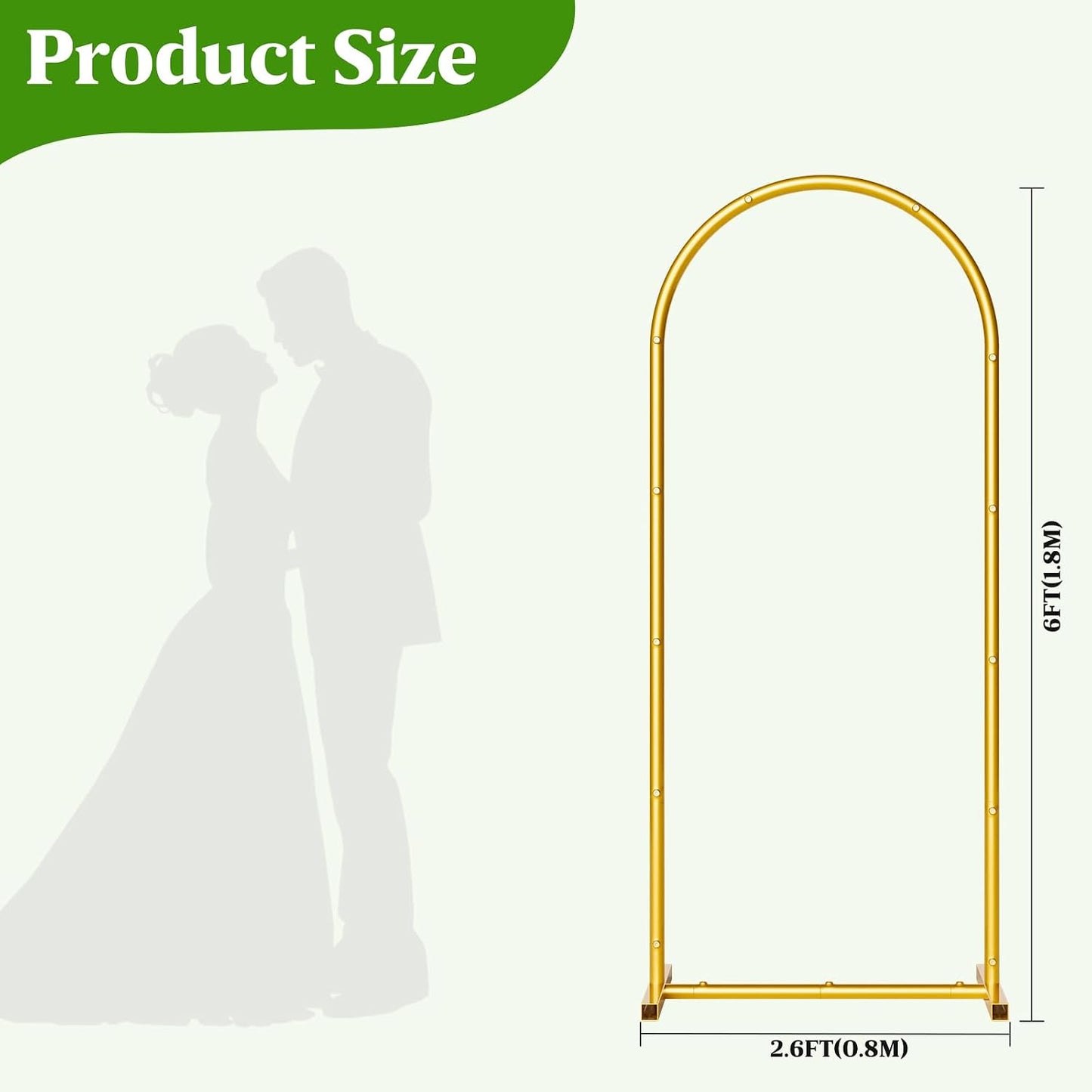 Soporte arco boda metal 6ft dorado para ceremonia y eventos