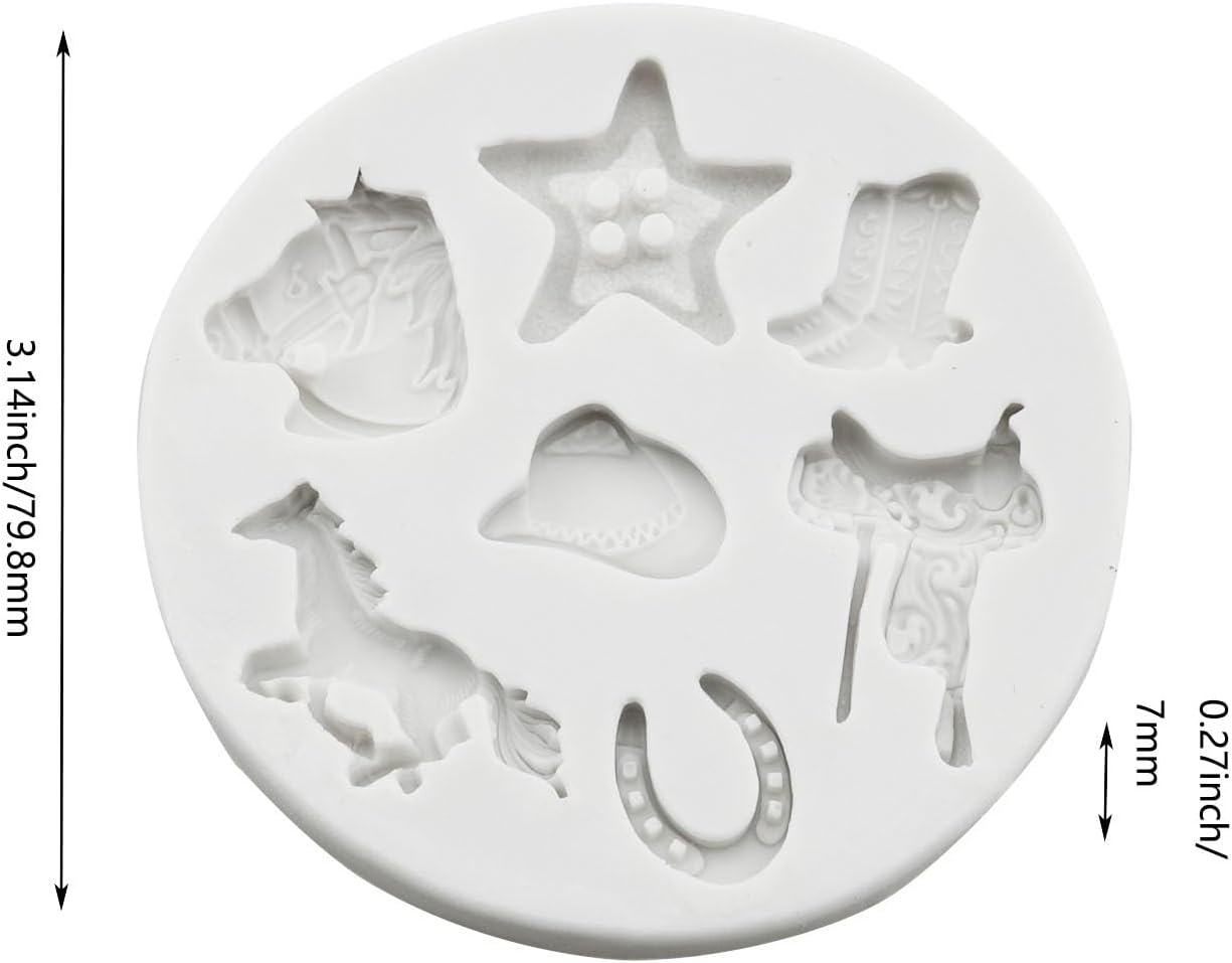 Moldes de goma para cupcakes estilo vaquero blanco