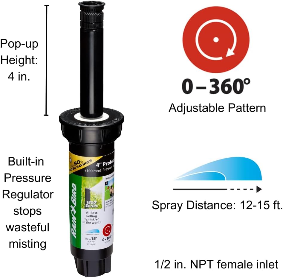 Aspersor profesional PRS ajustable 0°-360° 12-15pies