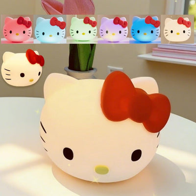 Luz Nocturna Gatito Silicona Temporizador 7 Colores Niños