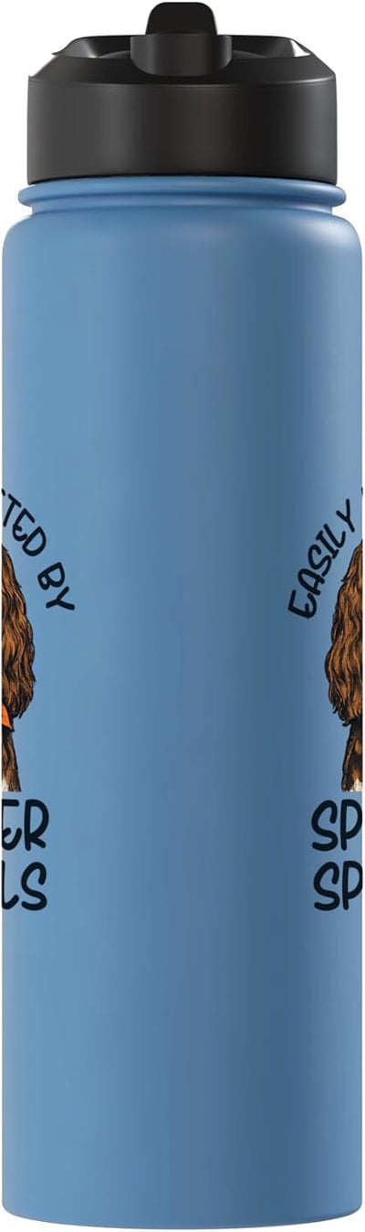 Botella agua acero inox aislada perro spaniel