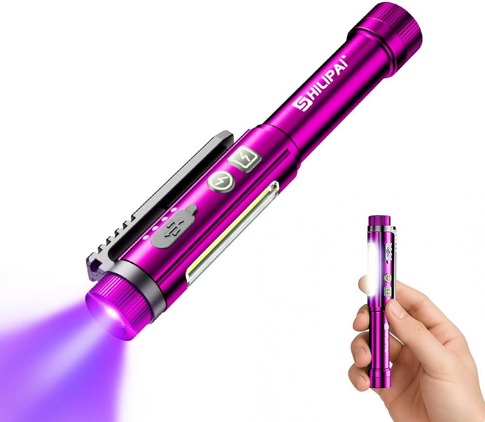 Linterna UV recargable con base magnética para mascotas