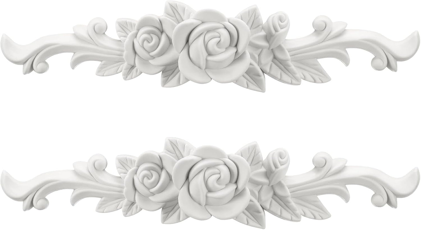 2 Pzas Onlay PVC Rosas 3D para Muebles Armario Tocador