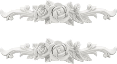 2 Pzas Onlay PVC Rosas 3D para Muebles Armario Tocador