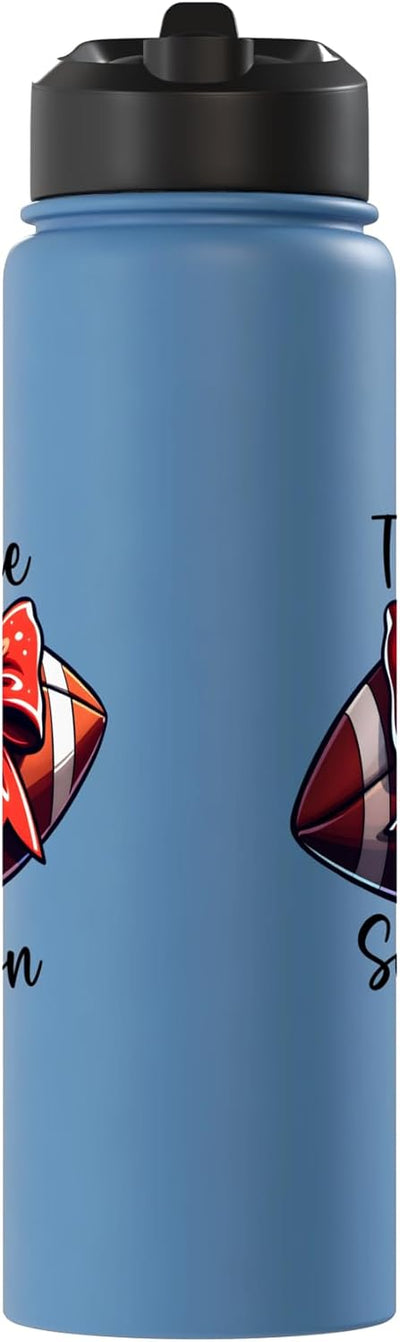 Botella agua acero inox aislada temporada roja