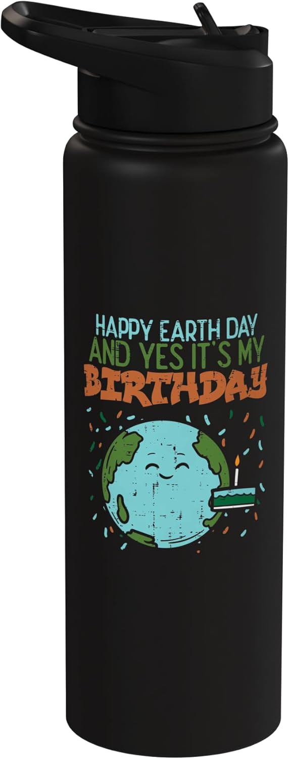 Botella de agua acero inoxidable aislada para cumpleaños Tierra
