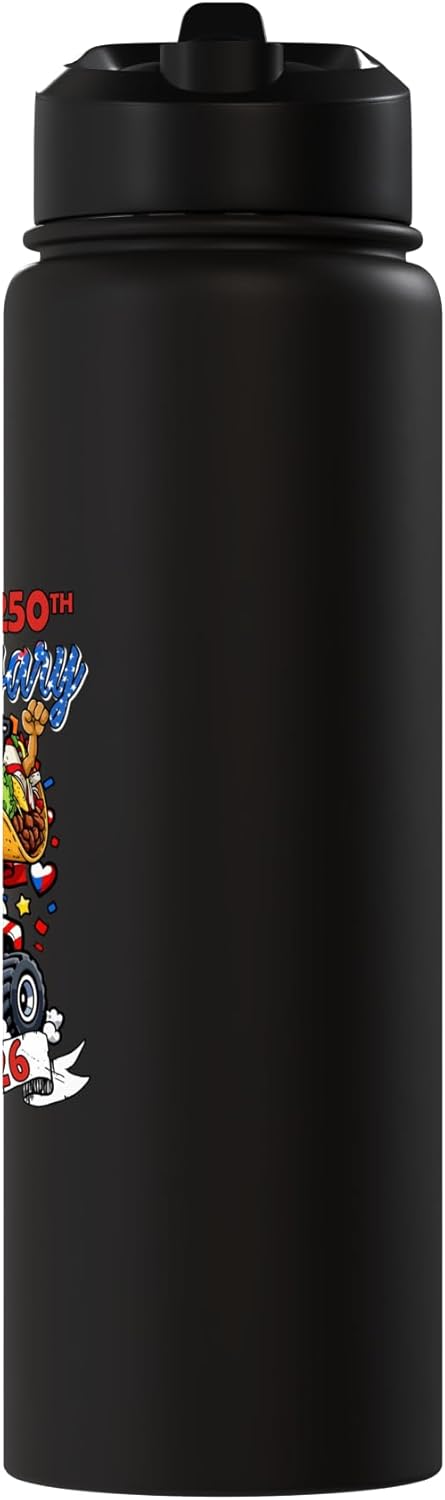 Botella de agua aislada de acero inoxidable con taco de 4 de julio