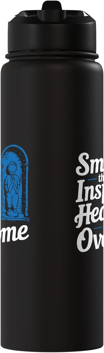 Botella de agua aislada de acero inoxidable Síndrome de Angelman azul