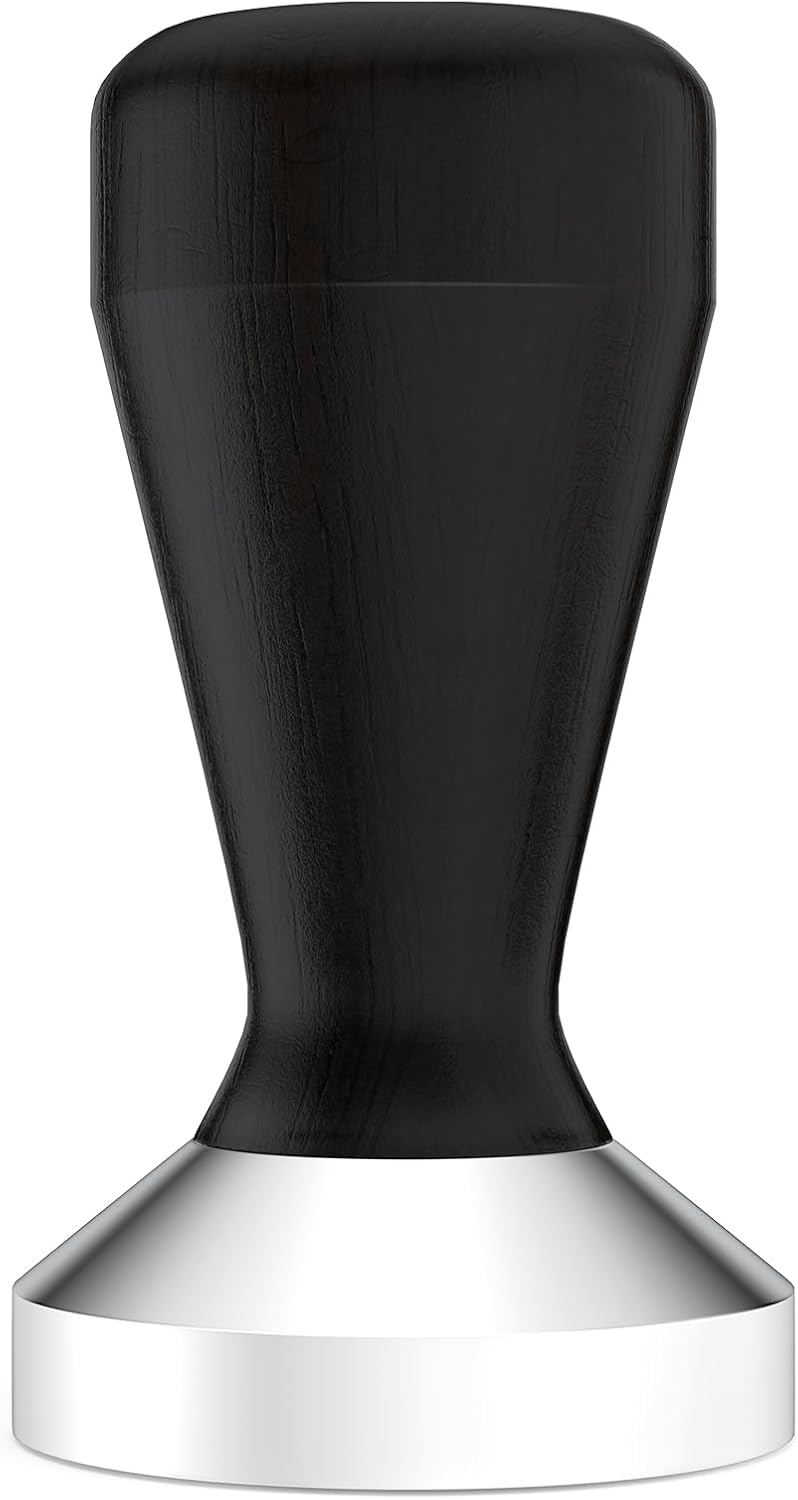 Prensa de grano de café barista de metal y madera