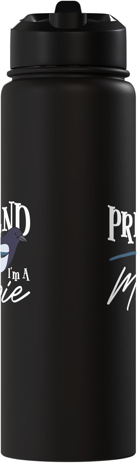 Botella agua acero inox aislada Magpie Bird