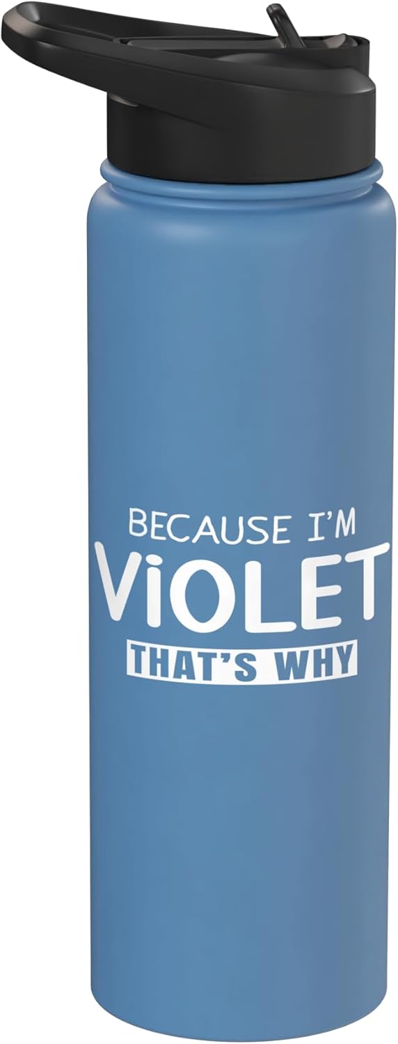Botella de agua aislada personalizada para niña o mujer con nombre Violeta
