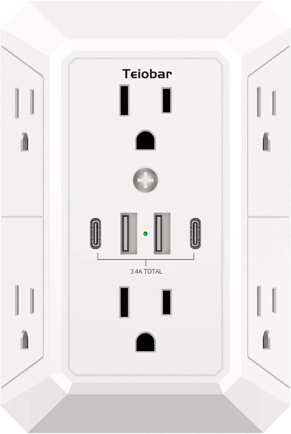 Protector sobretensiones pared con 6 enchufes y 4 puertos USB