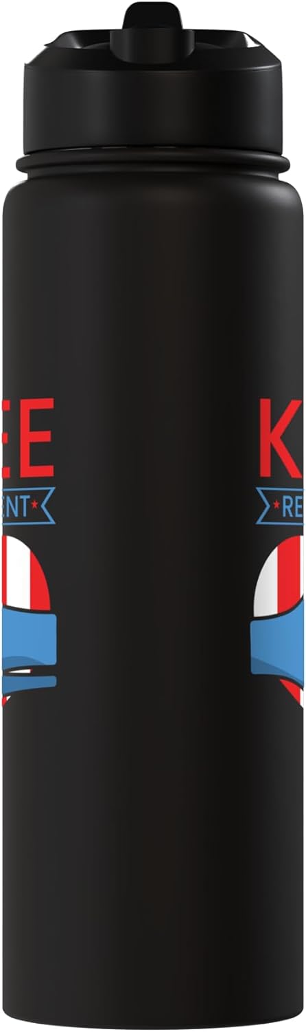 Botella agua acero inox aislada con bandera EE.UU.