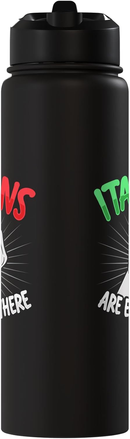 Botella de agua acero inoxidable italiana con diseño de gesto