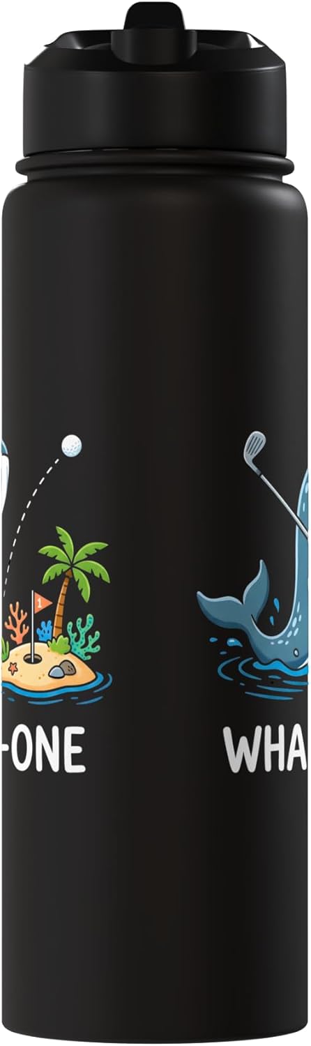 Bottella de agua acero inoxidable aislada diseño golfista