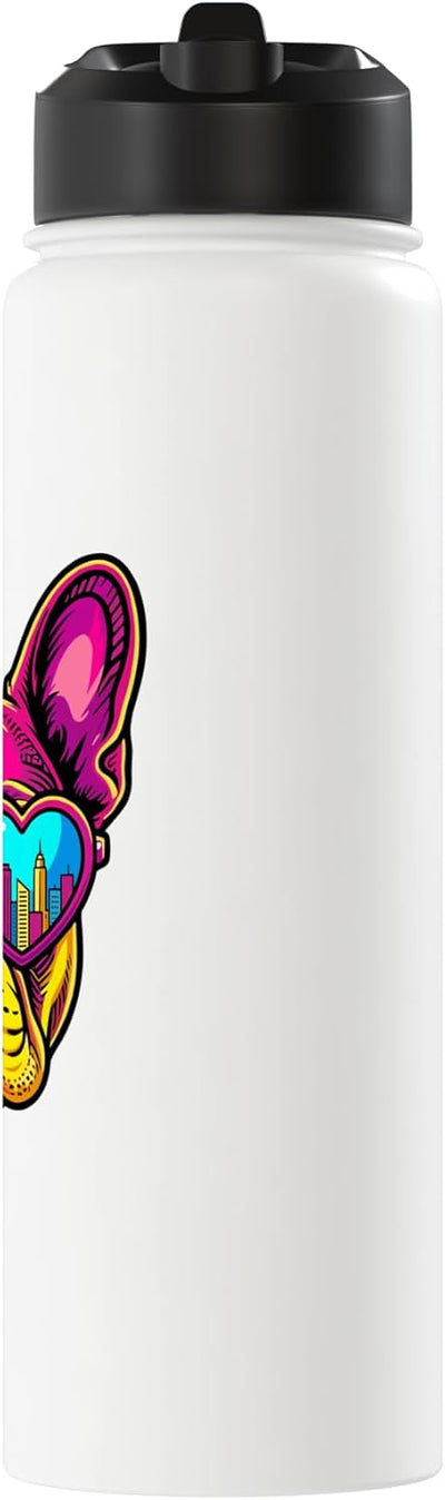 Botella de agua acero inoxidable estilo ciudad perro francés pop art