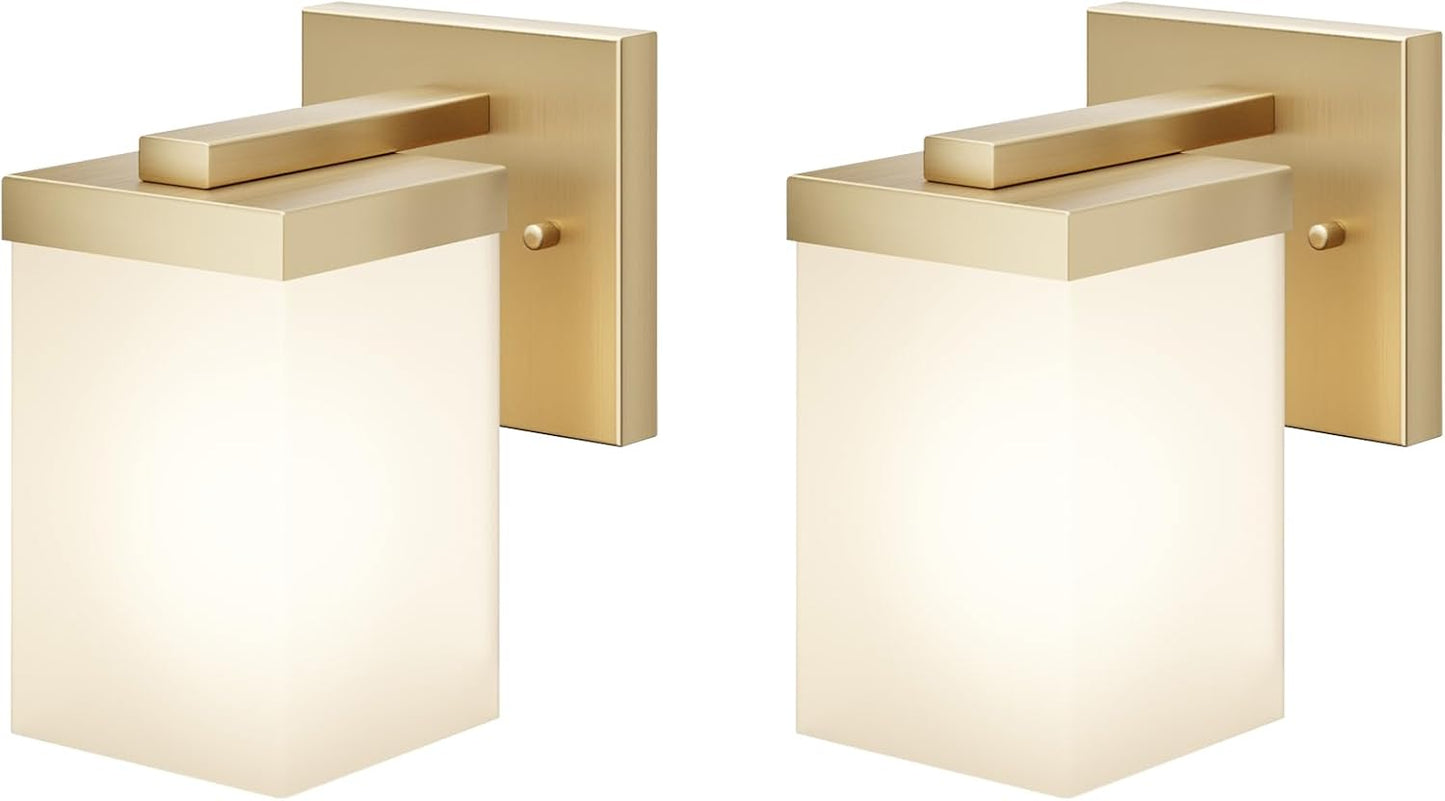 Lámparas pared oro cepillado sobre espejo baño pack 2