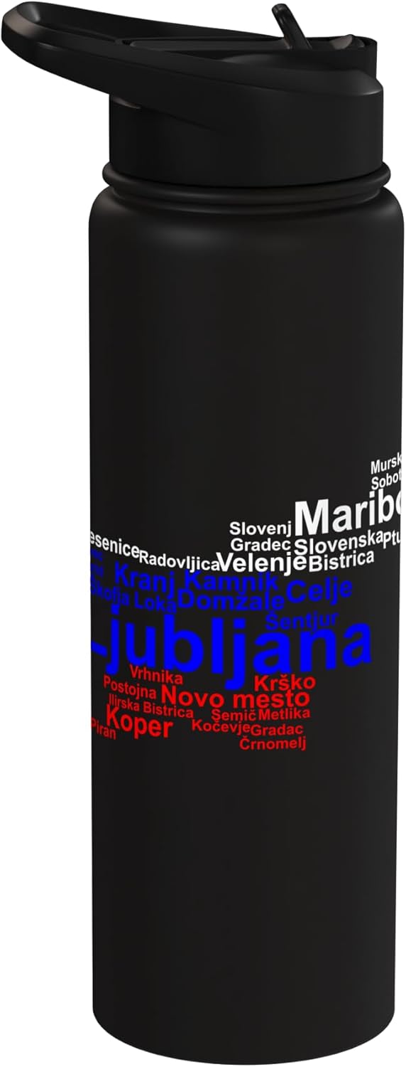 Botella agua acero inox aislada bandera Eslovenia
