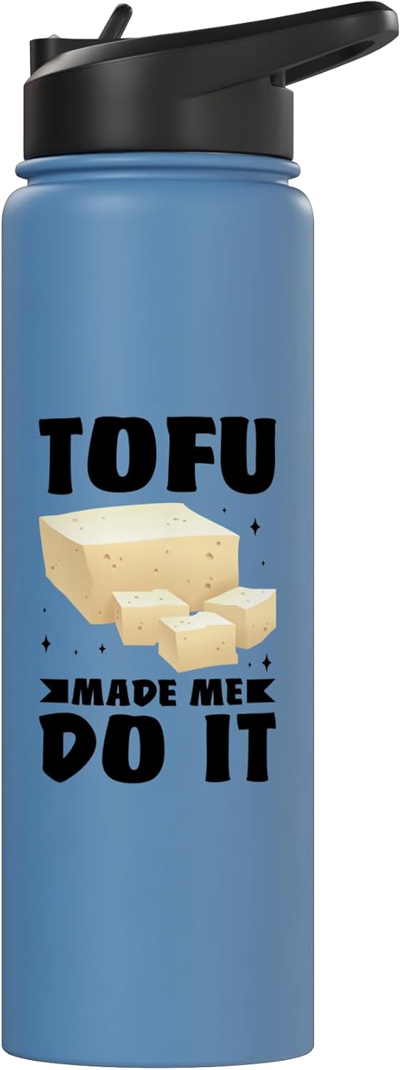 Botella agua acero inox aislada para amantes del tofu