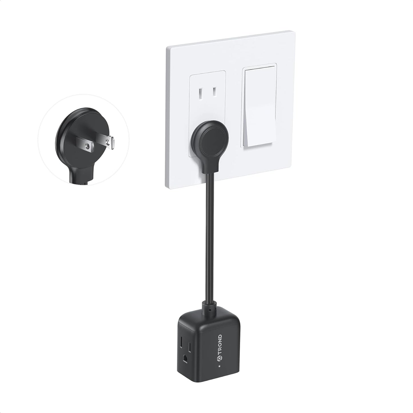 Adaptador polarizado 2 a 3 clavijas con cable 6pulg