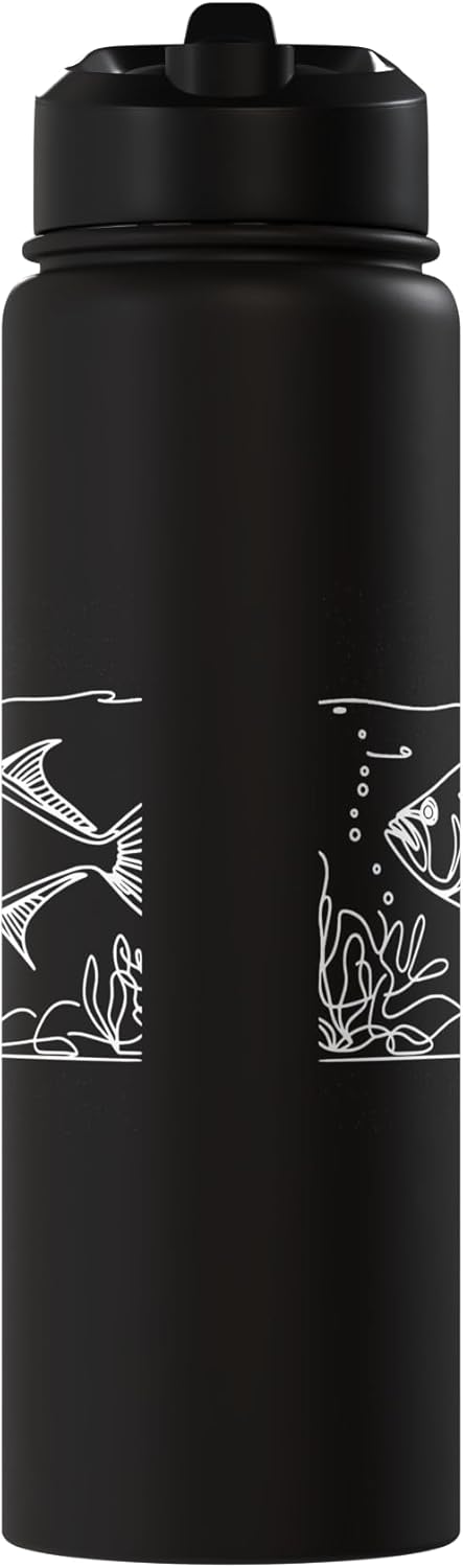 Botella de agua acero inoxidable aislada Kingfish Line Art